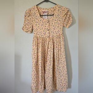Vintage Jazz Kids Yellow Floral Girls Dress Size 12 Prairie Cottage